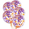 Orange Purple Confetti Balloons 25 Pcs, 12 Inch Thickened Clear Latex Balloon with Confetti Inside for Halloween Party Decorations Birthday Baby Shower Bridal Shower Decoration Supplies