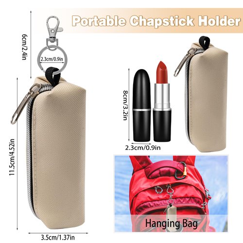 GOCOHHI Chapstick Holder 6 Pcs Lip Balm Sleeve Pouch Portable Lipstick Holder Bag Clip-on Makeup Travel Accessories Great Stuffers Gift for Women