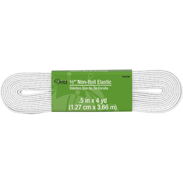 Dritz Notions Elastic Non Roll 1/2"x4yd Wht ,White