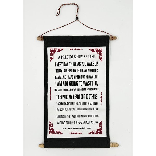 DharmaObjects Dalai Lama Quotes ~ Natural Wooden ~ A Precious Human Life ~ Inspirational Message Wall Decor Hanging (Precious Human Life 1)