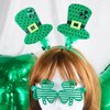 SHEHARUHI 4 Pieces St Patrick's Day Headbands and Eyeglasses Set Shamrock Glasses Green Irish Accessories for Women and Men Leprechaun Party Supplies Costume Favors