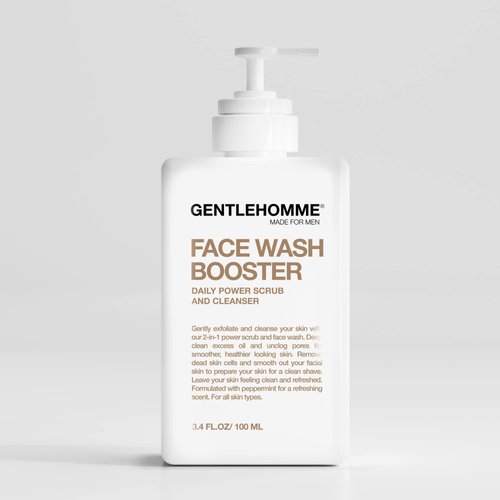 Gentlehomme Men’s Face Wash & Exfoliator - Daily Exfoliating Face Cleanser for Men - Plant-Based Ingredients Peppermint Face Scrub - Travel Size -3.4 fl oz
