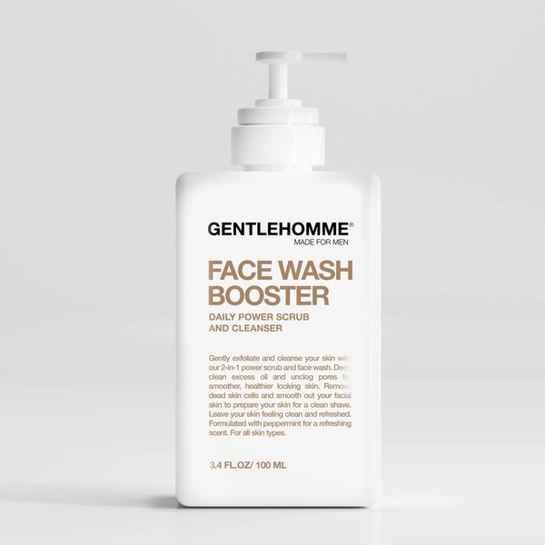 Gentlehomme Men’s Face Wash & Exfoliator - Daily Exfoliating Face Cleanser for Men - Plant-Based Ingredients Peppermint Face Scrub - Travel Size -3.4 fl oz