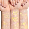 YARIEW 100 Pcs Temporary Tattoos Bride Tribe Metallic Tattoos Eye Face Makeup Bachelorette Party Decorations Bridal Shower Supplies Bridesmaid Favor Gifts