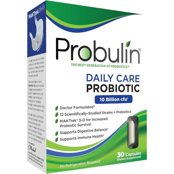 Probulin Daily Care Probiotic for Digestive and Immune Support - Doctor Formulated - 10 Billion CFU Per Vegan Capsule - 12 Probiotic Strains, 60 Capsules (Pack of 3)