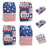 Whaline 36 Pack Patriotic Treat Bags with Tag Stickers American Flag USA Party Favor Bags Patriotic Candy Bags Red Blue Kraft Paper Gift Bags for Independence Day Party Supplies Gift Wrap