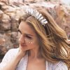 Formery Star White Quartz Headband Silver Crescent Moon Natural Stone Crown Hairband Halloween Cosplay Wedding Crystal Tiara Headpiece for Women