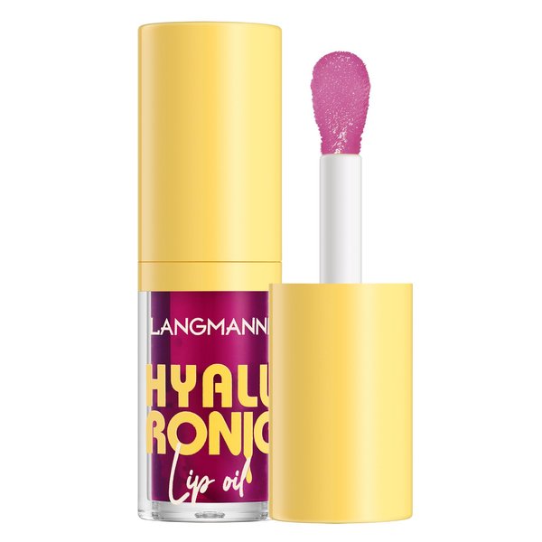 LANGMANNI Hyaluronic Acid Lip Oil,Hydrating and Nourishing Lip Gloss,Lightweight & Non-Sticky,Tinted Lip Glow Oil.(#2 Grape)