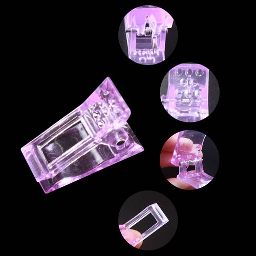 VNC 10 PCS Nail Tips Clip Purple Color for Quick Building Polygel Nail Forms, Polygel Nail Extension Forms, UV LED Builder Clamps, DIY Manicure Nail Art Tool