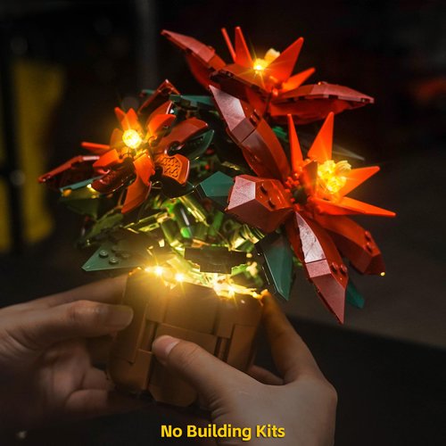 BrickBling Light Compatible with Lego Icons Poinsettia Flower Décor, LED Lighting Compatible with Lego 10370 (No Model Set)