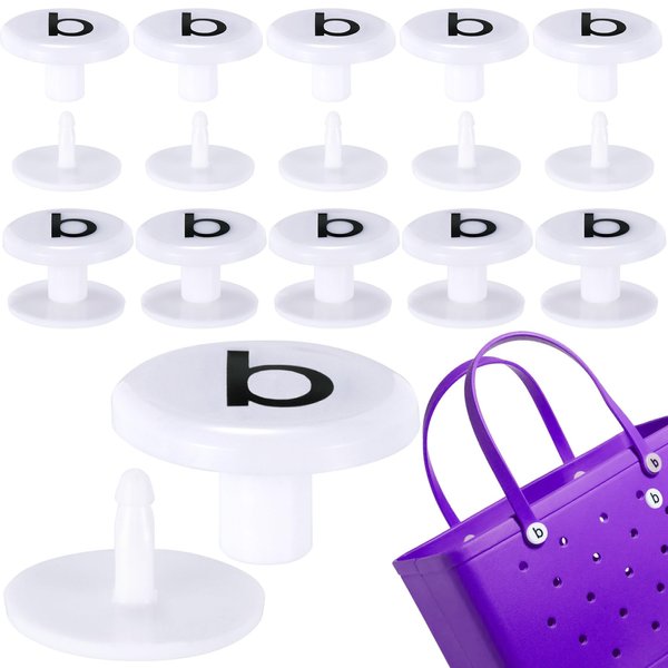 HINZIC 12 Pack Letter B Replacement Buttons for Bogg Bag, B Shape Rubber Pool Bag Rivets Buckles Accessories for Women Beach Tote Handles Bags Bag Handles