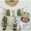 Wild One High Chair Banner For 1st Birthday Party Boy Decorations With Green Tassel Garland Crown Hat Wild One Cake Topper