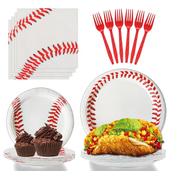 96 Pcs Baseball Party Decorations Bundle Paper Plates Napkins For Baseball Birthday Party Favors