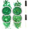 Allstarry Holographic Chunky Body Glitter 4 Colors Cosmetic Face Glitter Eyeshadow Makeup Aurora Green, Hair and Eye Glitter Rave Accessories for Women Makeup Spring St. Patrick's Day Manicure