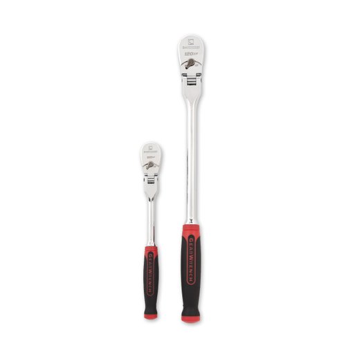 GEARWRENCH 2 Piece 1/4inch and 3/8inch Drive 120XP Flex Head Teardrop Ratchet Set, Dual Material - 81204P