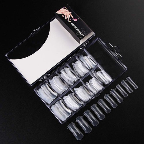 Beuniar Nail Extension Form Tips Clear 100pcs Poly Gel Acrylic Nails Mold Artificial Dual Forms System UV Gel DIY Polish Manicure Tool 100PCs/Case with Scale