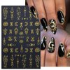 8 Sheets Sun Star Nail Art Stickers Moon Nail Stickers 3D Self-Adhesive Snake Nail Decals Gold Star Sun Space Designs Nail Art Supplies for Women Girls Acrylic Nails Decorations Salon Accessories