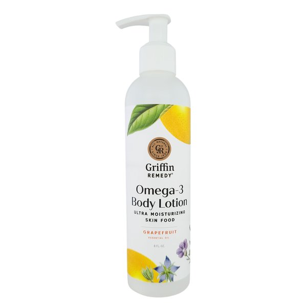 Griffin Remedy Omega-3 Body Lotion-Grapefruit Essential Oils and Organic MSM, Ultra Moisturizing, All Natural, Paraben Free, Sulfate Free 8 fl oz