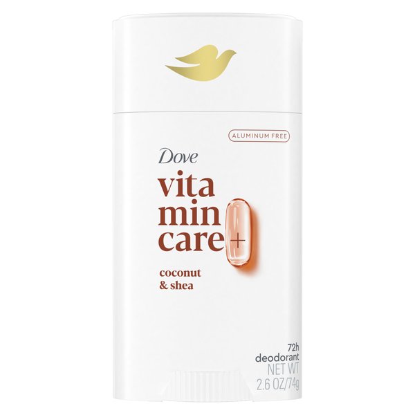 Dove VitaminCare+ Aluminum Free Deodorant Stick Coconut & Shea for 72H Odor Protection Breathable Deodorant for Women 2.6 oz