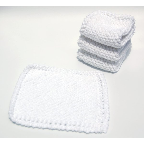 100 percent cotton white washcloths. Handmade in classic style (Set of 4)
