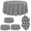 6 Pcs Black and White Checkered Tablecloths, 84 Inches Black Checkered Flag Round Table Cover, Disposable Plastic Gingham Racing Table Cover for Picnic, Truck, Car Birthday Party Supplies