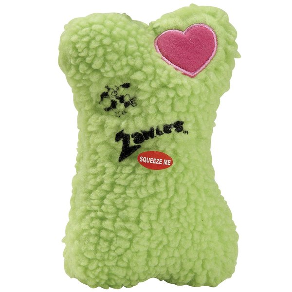 Zanies Embroidered Berber Bone Dog Toys, Green
