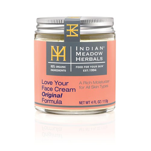 Indian Meadow Herbals Love Your Face Cream Original Formula (4 oz.) – Rich, Creamy moisturizer. Herbal formula. 82% Certified Organic. For All Skin Types.