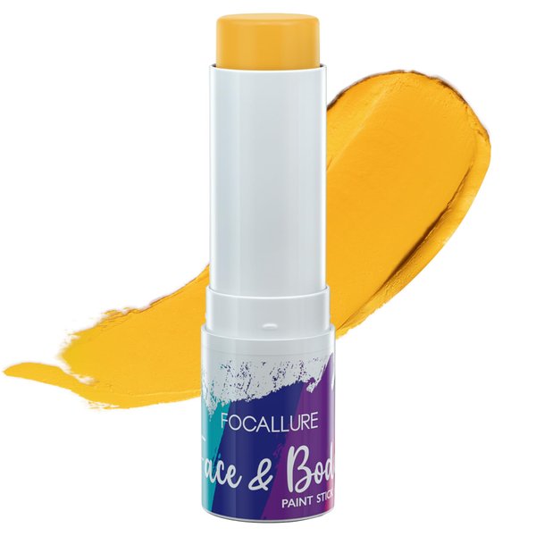 FOCALLURE Face Body Paint Stick,Eye Black Stick for Sports,Face Painting Kit Professional Hypoallergenic Foundation Makeup for Halloween Cosplay SFX Costume Party,Yellow Lantern