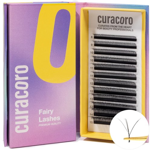 Curacoro Fairy Volume Lash Extensions 3D - 0.7mm Thickness | C CC D Curl | 8-15mm Length Mixed Tray | Premium Matte Black Individual Eyelashes Tray, Professional Supplies Use
