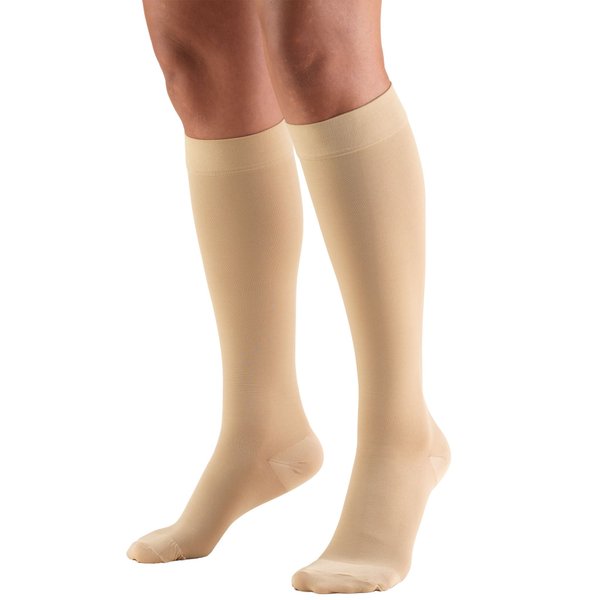 Truform 30-40 mmHg Compression Stockings for Men and Women, Knee High Length, Closed Toe, Beige, Small