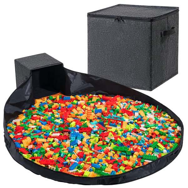 AINIYNM Toy Storage Organizer and Play Mat 13" Basket for Building Bricks Collapsible Storage Box for Kids Nonwoven Fabric Organizer Cube Bin
