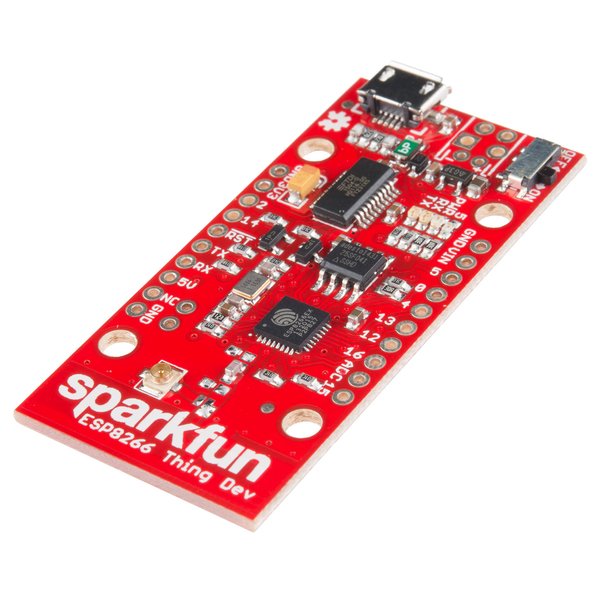SparkFun ESP8266 Thing - Dev Board - WiFi-enabled microcontroller compatible with Arduino for Internet of Things WiFi Development On-board FTDI USB-to-Serial converter PCB trace antenna U.FL connector