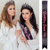 VELSCRUN Pink-Black Crystal Birthday Queen Tiara Crown for Women Girls Birthday Queen Headband Sash Elegant Princess Crown with Combs Mom Birthday Hair Accessories Happy Birthday Party Decorations