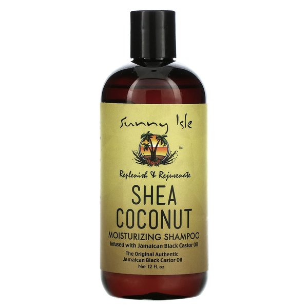 Sunny Isle Shea Coconut Moisturizing Shampoo 12oz | Infused with Jamaican Black Castor Oil | Curly Hair Shampoo | Hydrating for Dry Curls, Waves, Coils | Silicone, Paraben & Sulfate-FREE