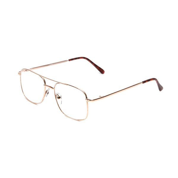 Calabria 8151 Mens 50mm Metal Aviator Reading Glasses Gold Full Lens Power +1.50