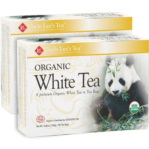 Uncle Lee’s Organic White Tea - Premium Tea for Everyday Wellness, Low Caffeine, Antioxidant-Rich White Tea Bags, Individually Wrapped, 100 Count (Pack of 2)