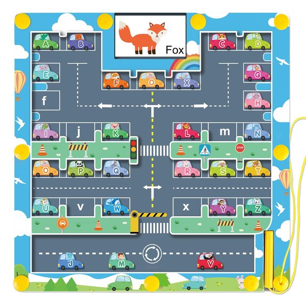 Magnetic Alphabet Maze, Montessori Toys for Ages 3-5, Alphabet Puzzle Magnetic Car Letter Maze Toys, Toddler Fine Motor Skills Toys for Boys Girls, Birthday for 3 4 5 Years Old