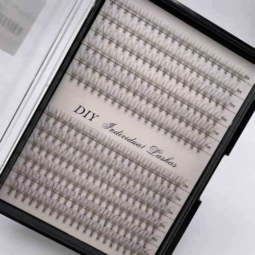 Individual Lashes Natural Lash Clusters 240pcs 9-14mm Mixed Pack /12 Roots/C Curl /0.07mm Thickness/Faux Mink Diy Lash Extensions (C Curl, 10D Cluster Lashes)