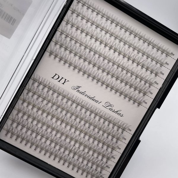 Individual Lashes Natural Lash Clusters 240pcs 9-14mm Mixed Pack /12 Roots/C Curl /0.07mm Thickness/Faux Mink Diy Lash Extensions (C Curl, 10D Cluster Lashes)