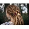 2 Pcs Toggle Hair Tie Dreadlock Accessories elastic ribbon Embedded Ponytail Holders Colorful Bohemian Style Loc Hair Accessories Long Dread Bands for Women Men (Cyan, Indigo)