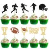 36Pcs Rugby Ball Cupcake Toppers Glitter Trophy American Football Cupcake Picks Touchdown Player Cake Decorations for Super Bowl Rugby Sports Theme Baby Shower Kids Birthday Party Supplies