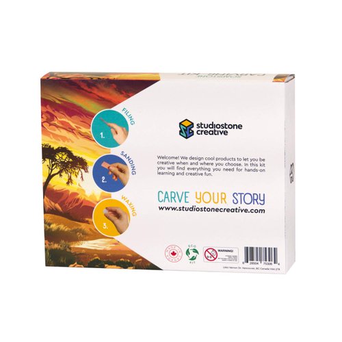 STUDIOSTONE CREATIVE Rhinoceros Soapstone Sculpture Stone Carving DIY Arts Crafts Kit Kids Adults