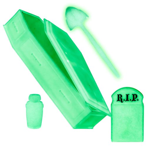 Glow in The Dark Tombstone, Urn, Coffin & Shovel for Wrestling Action Figures