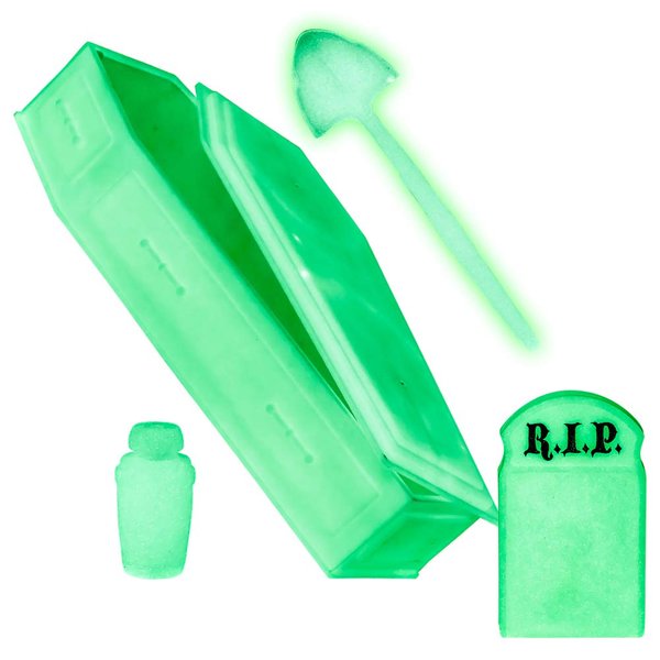 Glow in The Dark Tombstone, Urn, Coffin & Shovel for Wrestling Action Figures