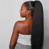 FAVE Kinky Straight Ponytail Natural Black Claw Clip in Ponytail Yaki Ponytail Extension for Black Women Soft & Fluffy Synthetic Kinky Ponytail 24 Inches Clip on Ponytails for Women(1B, 24")
