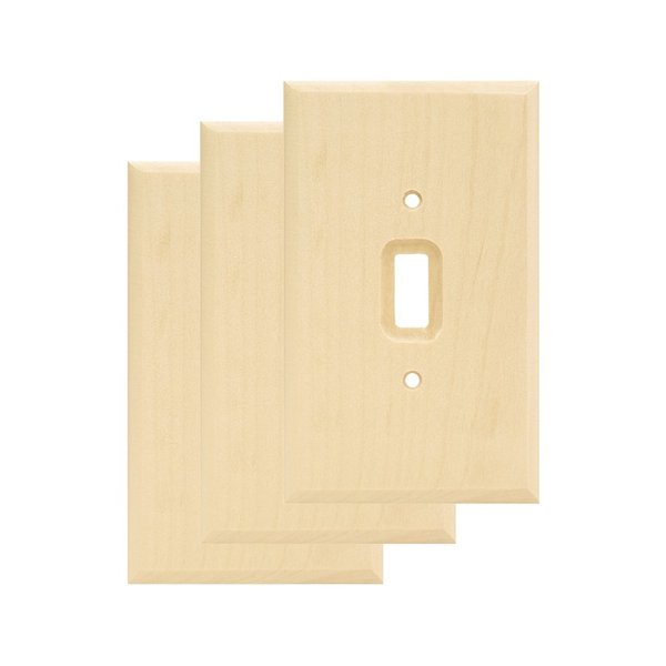 Franklin Brass Wood Square Wall Plate, Unfinished Wood Single Switch Cover Switch Cover, 1-Pack, W10393V-UN-C