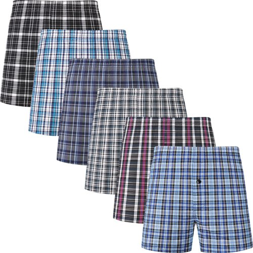 JupiterSecret Men's Underwear Woven Boxers for Men Pack Cotton Boxer Shorts Elastic Waistband