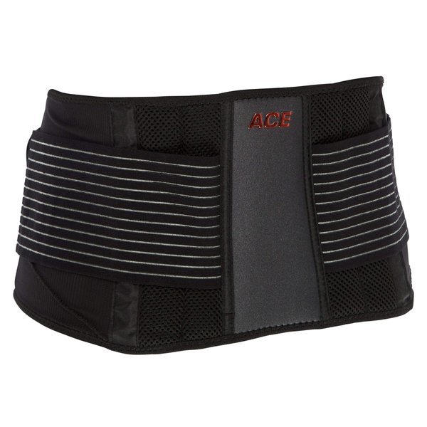 ACE - 902002 Adjustable Back Brace, Stabilizing Support and Comfort, Adjustable, Breathable, Full Range of Motion, from America's Most Trusted Brand of Braces, Black