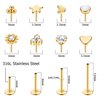 NICEIGHT 16G 18G 20G 316L Stainless Steel Threadless Push in Labret Monroe Studs Lip Rings for Women Men Flat Back Cartilage Earrings Helix Tragus Stud Earrings Conch Medusa Piercing Jewelry 16G G