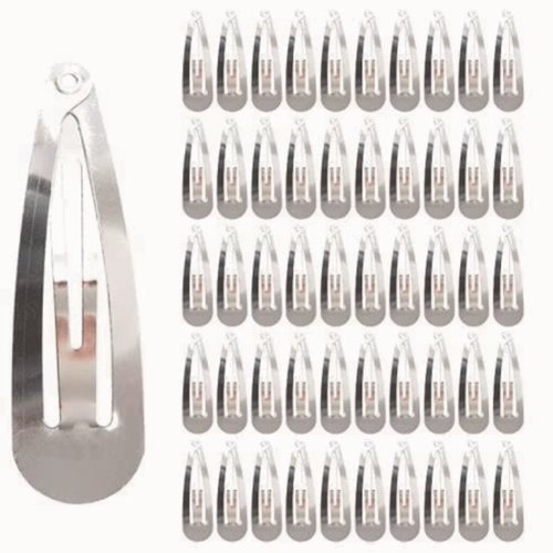 Alef Judaica Anti-rust Metal Snap Hair Clips for Women | Non Slip Metal Barrettes for Girls | Reusable Classic Snap Barrettes for All Hair Types | 4.9 cm Hair Accessories, Silver, 150 pcs